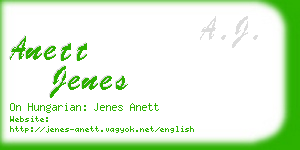 anett jenes business card